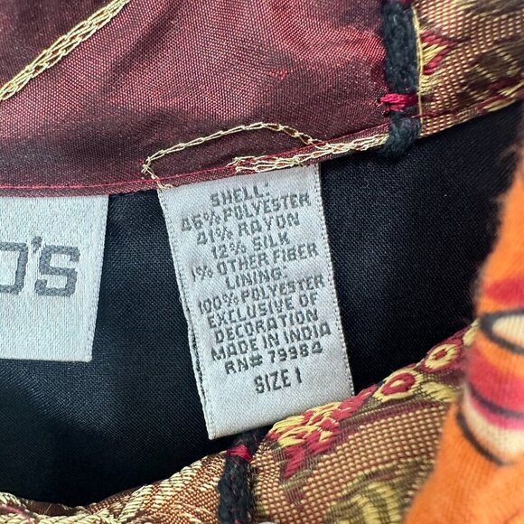 Chico's Vintage Patchwork Orange Red Cottagecore Ecclectic Art to Wear Size Med - Picture 8 of 9